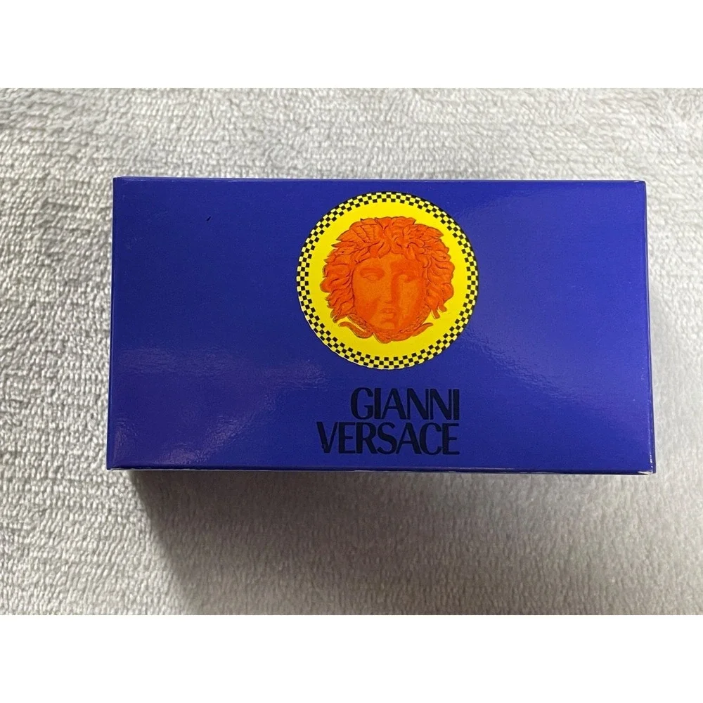 Vintage Gianni Versace Medusa Keychain Black Gold Leather Studded With Box Tag